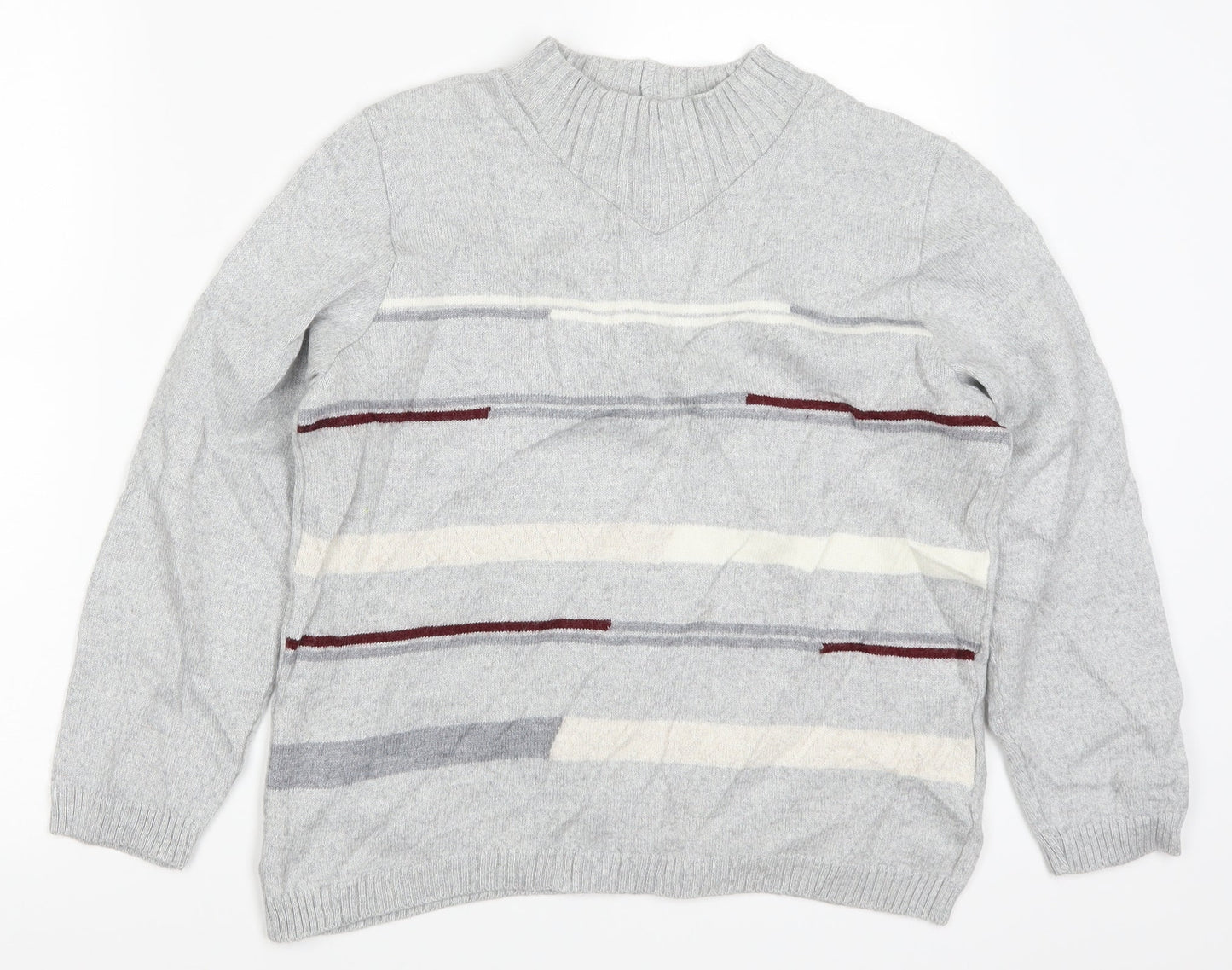 Preworn Womens Grey Striped  Pullover Jumper Size 16