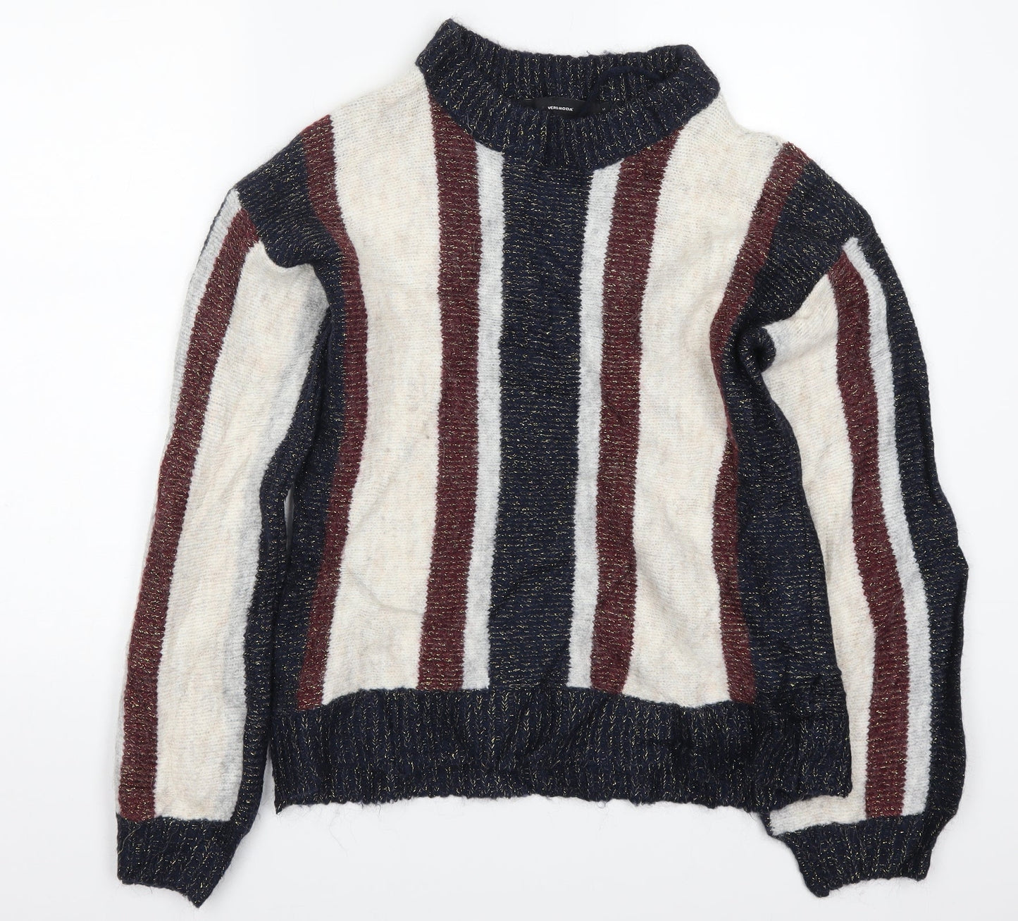 VERO MODA Womens Blue Striped Knit Pullover Jumper Size M