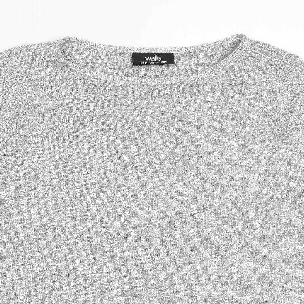 Wallis Womens Silver   Basic T-Shirt Size 10
