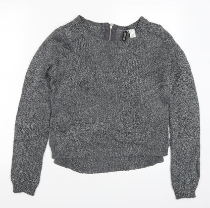 Preloved H&M Womens Silver  Knit Pullover Jumper Size 6 - Front