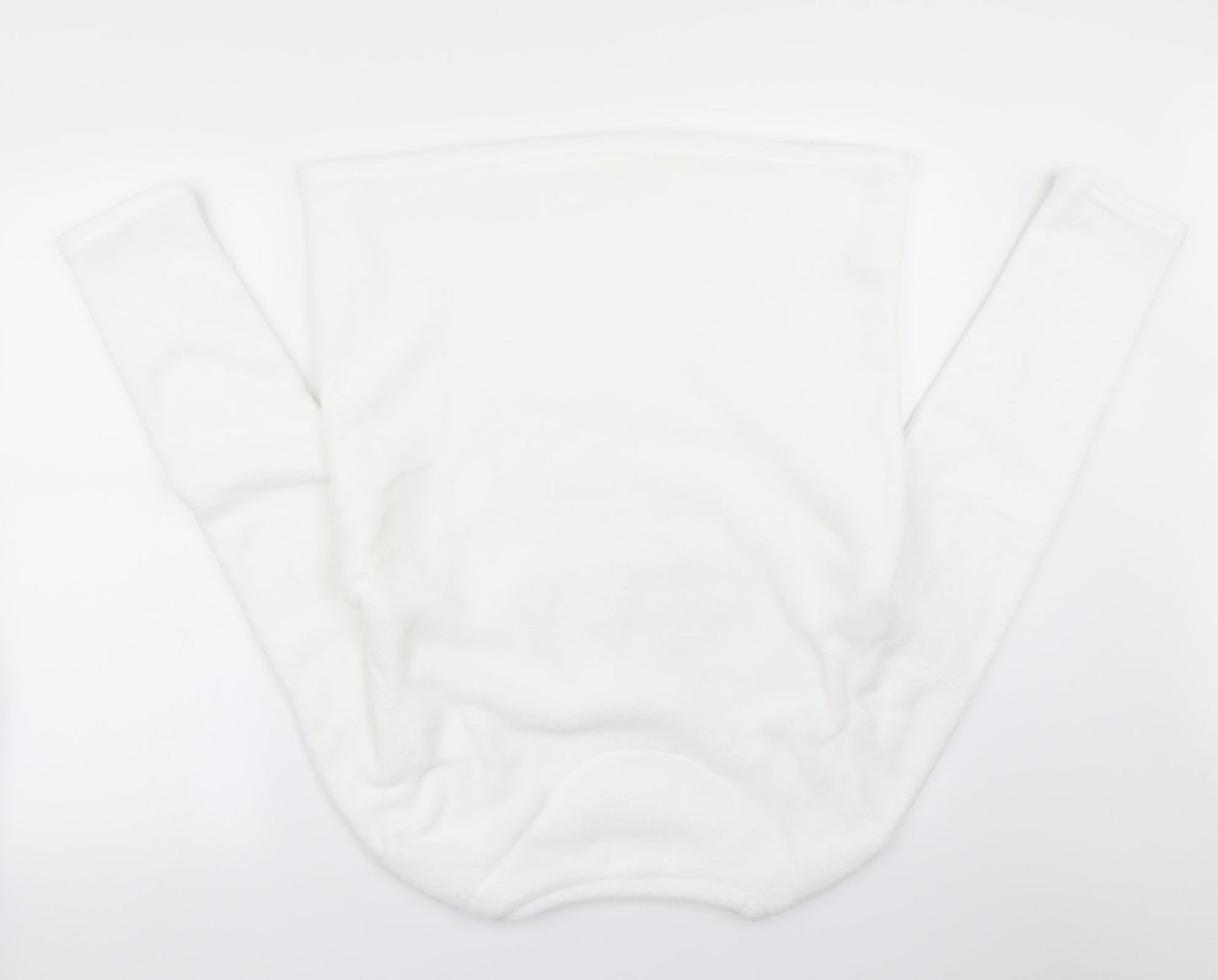Love to Lounge Womens White Solid Fleece Top Pyjama Top Size S