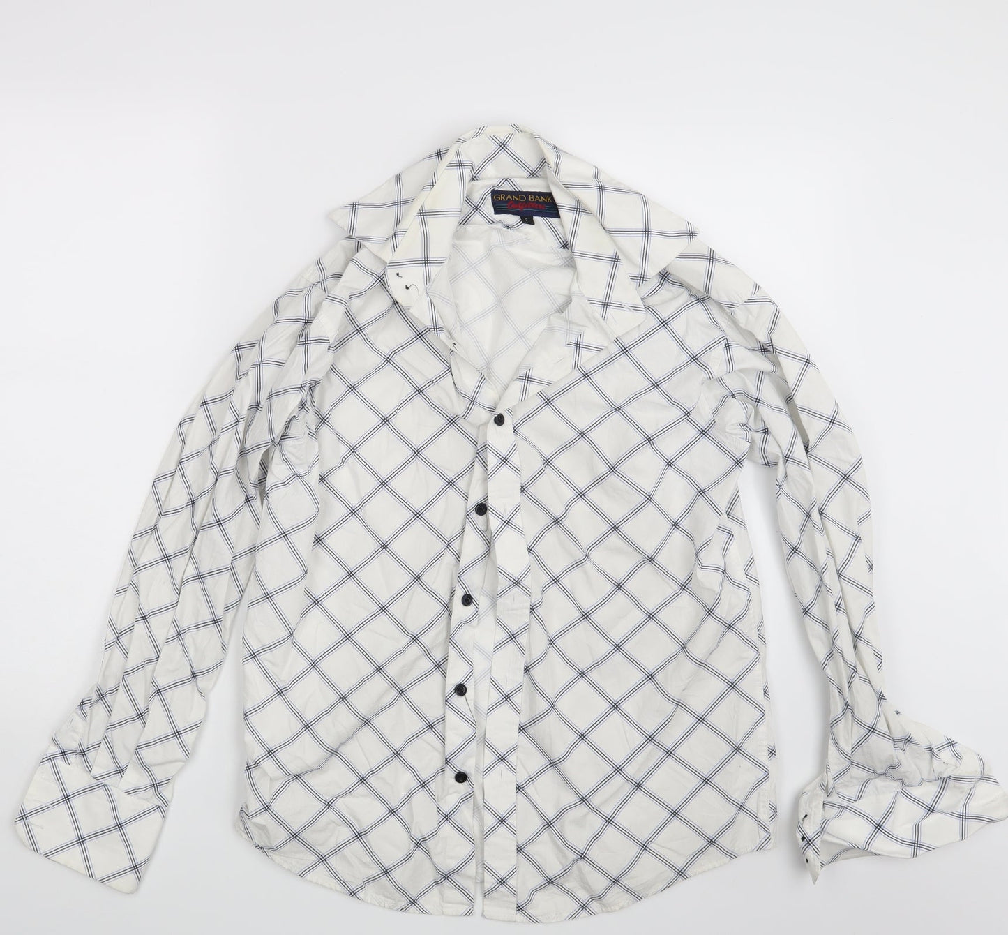 Grand Banks Mens White Check   Button-Up Size S