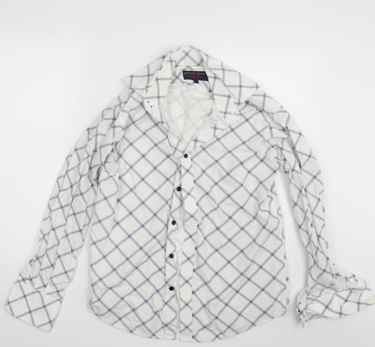 Grand Banks Mens White Check   Button-Up Size S