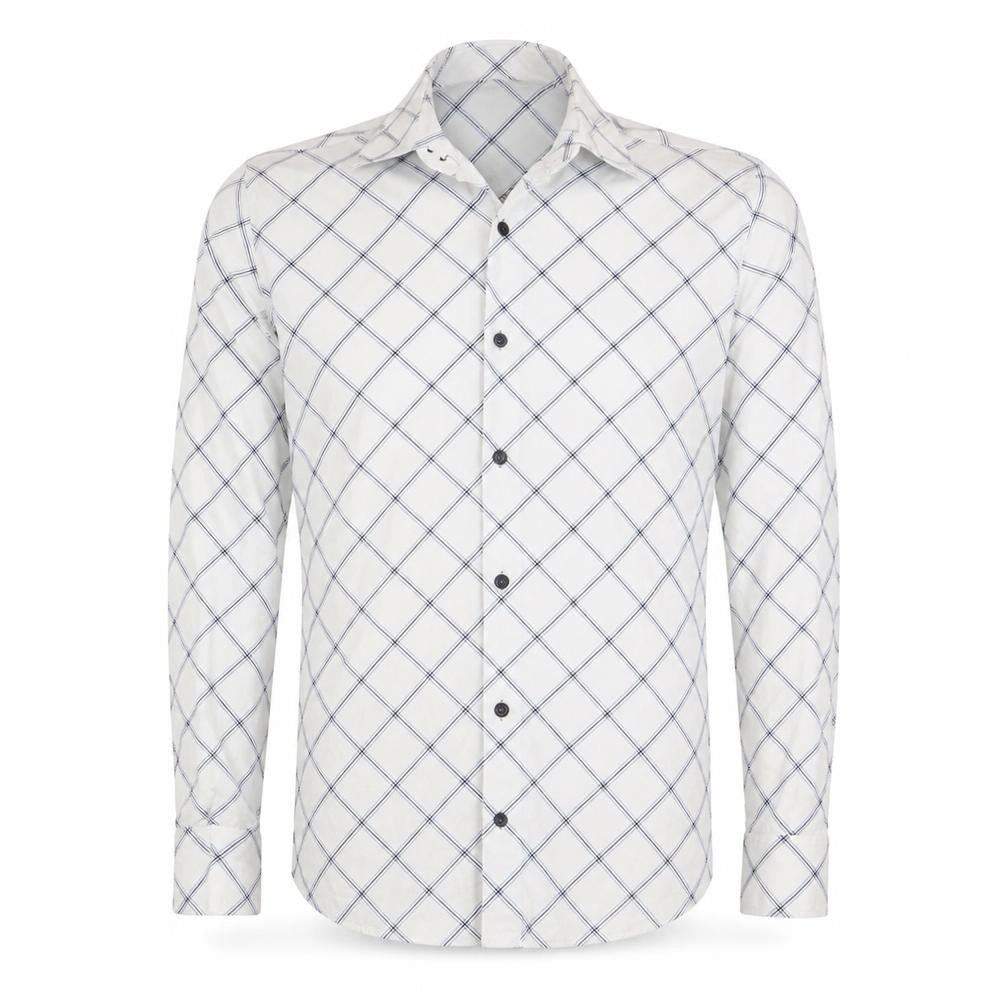 Grand Banks Mens White Check   Button-Up Size S