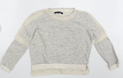 Additional front view of French Connection women’s beige pullover sweatshirt, size S