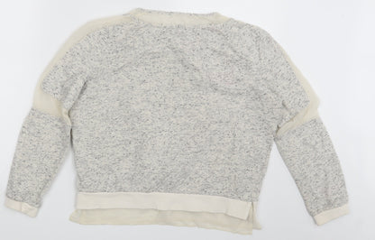 Back view of French Connection women’s beige pullover sweatshirt, size S