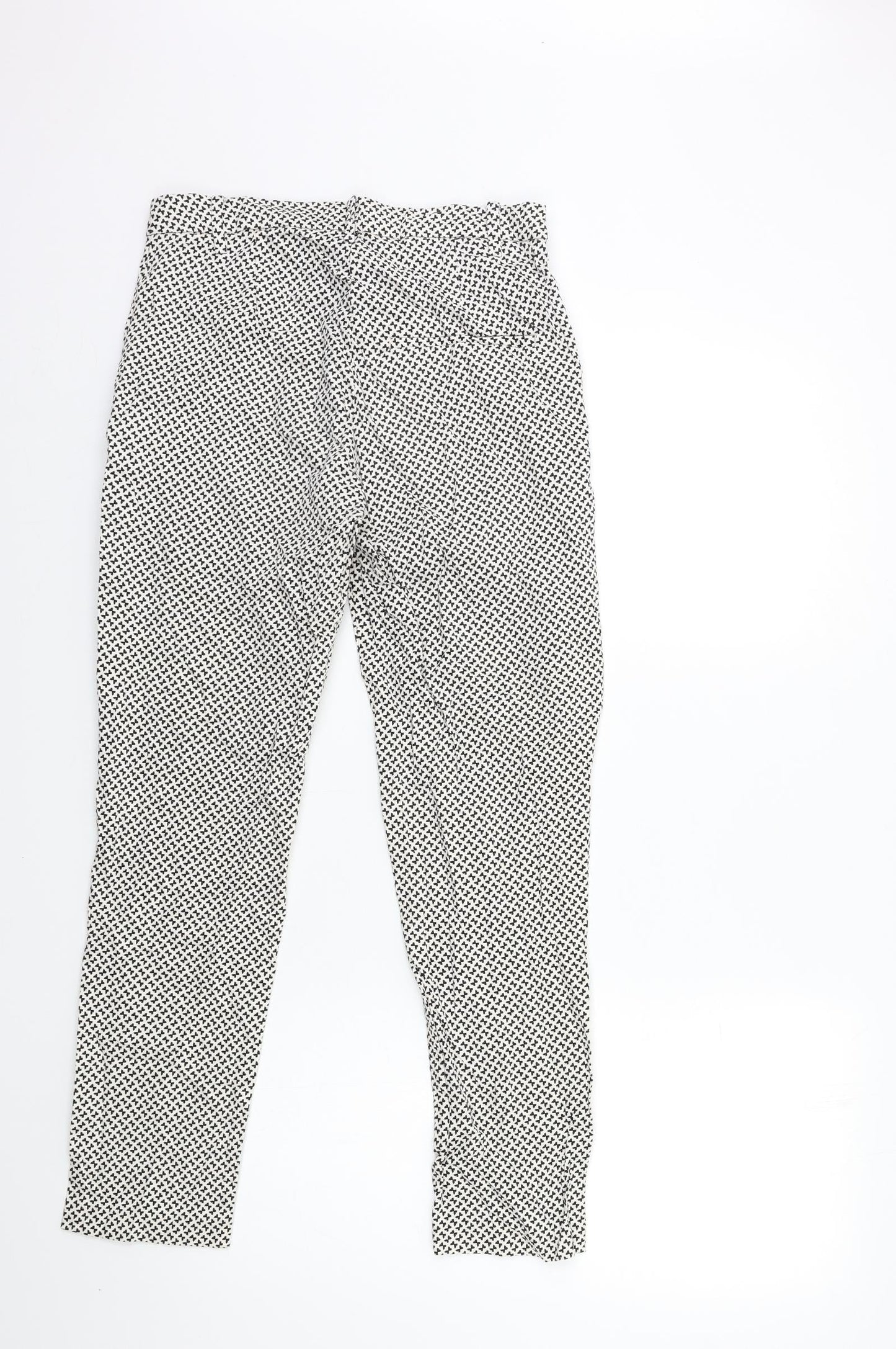 H&M Womens White Polka Dot  Trousers  Size 8 L27 in
