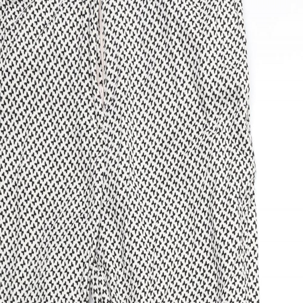 H&M Womens White Polka Dot  Trousers  Size 8 L27 in