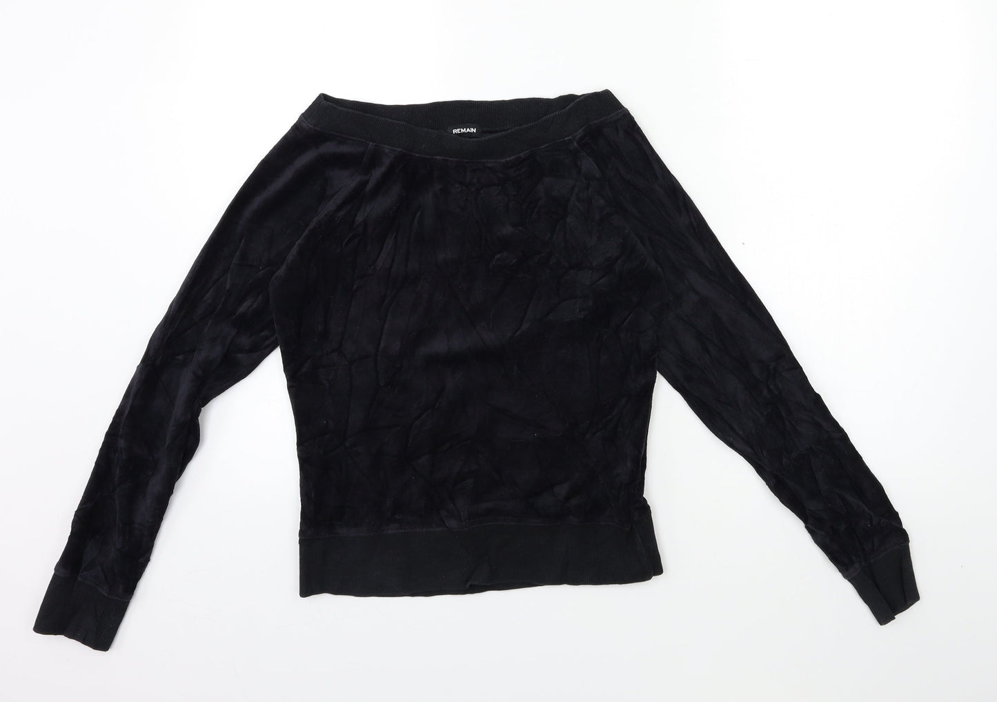 Remain Womens Black  Velour Pullover Sweatshirt Size S