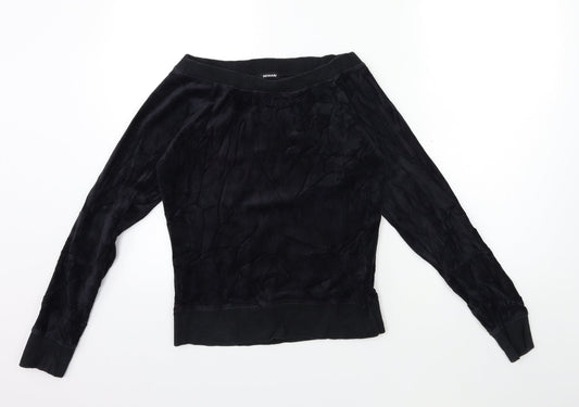 Remain Womens Black  Velour Pullover Sweatshirt Size S
