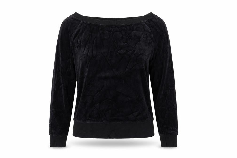 Remain Womens Black  Velour Pullover Sweatshirt Size S