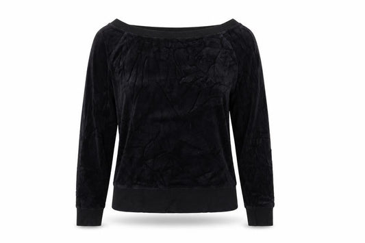 Remain Womens Black  Velour Pullover Sweatshirt Size S