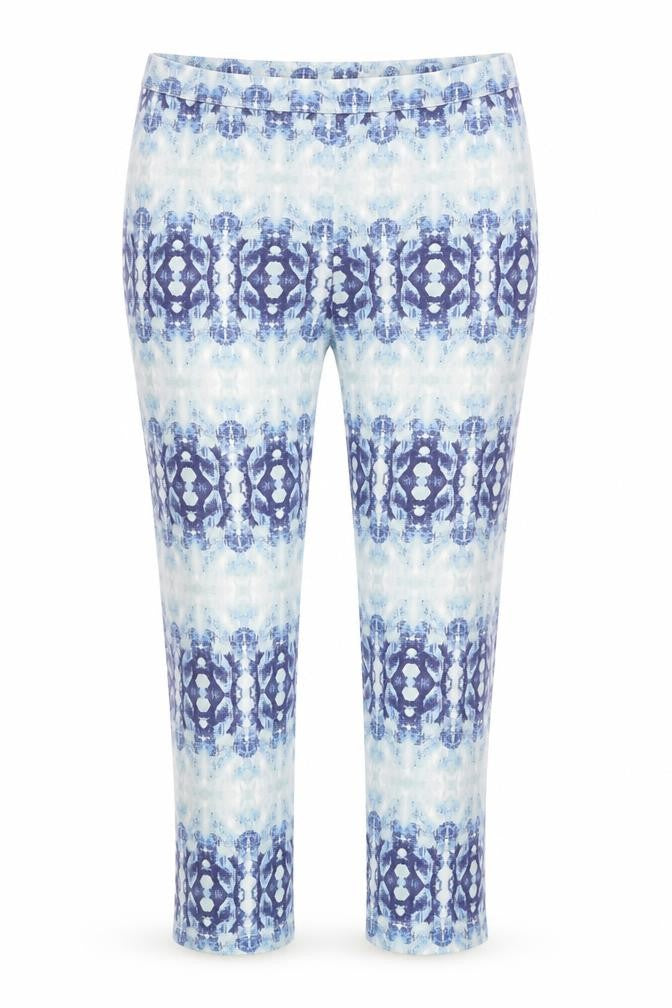 H&M Womens Blue Geometric  Trousers  Size 10 L26 in