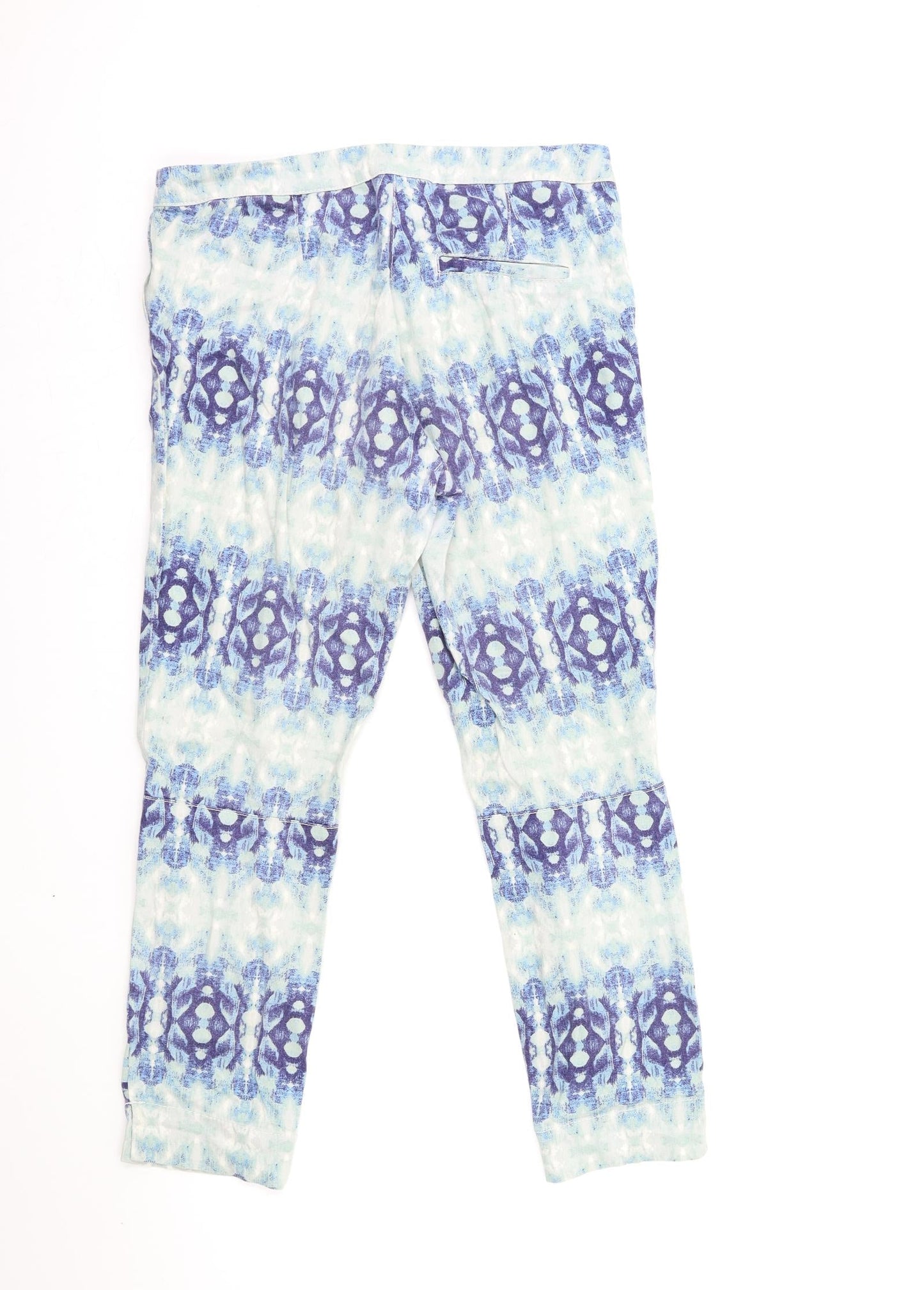 H&M Womens Blue Geometric  Trousers  Size 10 L26 in