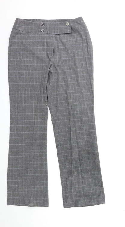 Country Casuals Womens Grey Check Trousers Size 10 L30 in