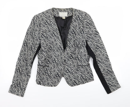 Preloved H&M Womens Multicoloured Animal Print  Jacket Blazer Size 8 - Front
