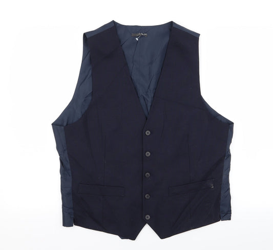 M&S Mens Blue   Jacket Suit Waistcoat Size L