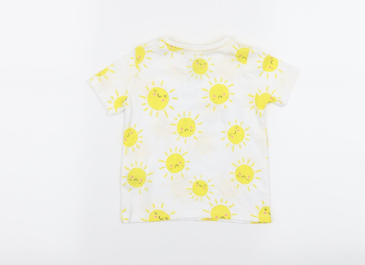 F&F Boys White   Basic T-Shirt Size 9-12 Months  - sun print