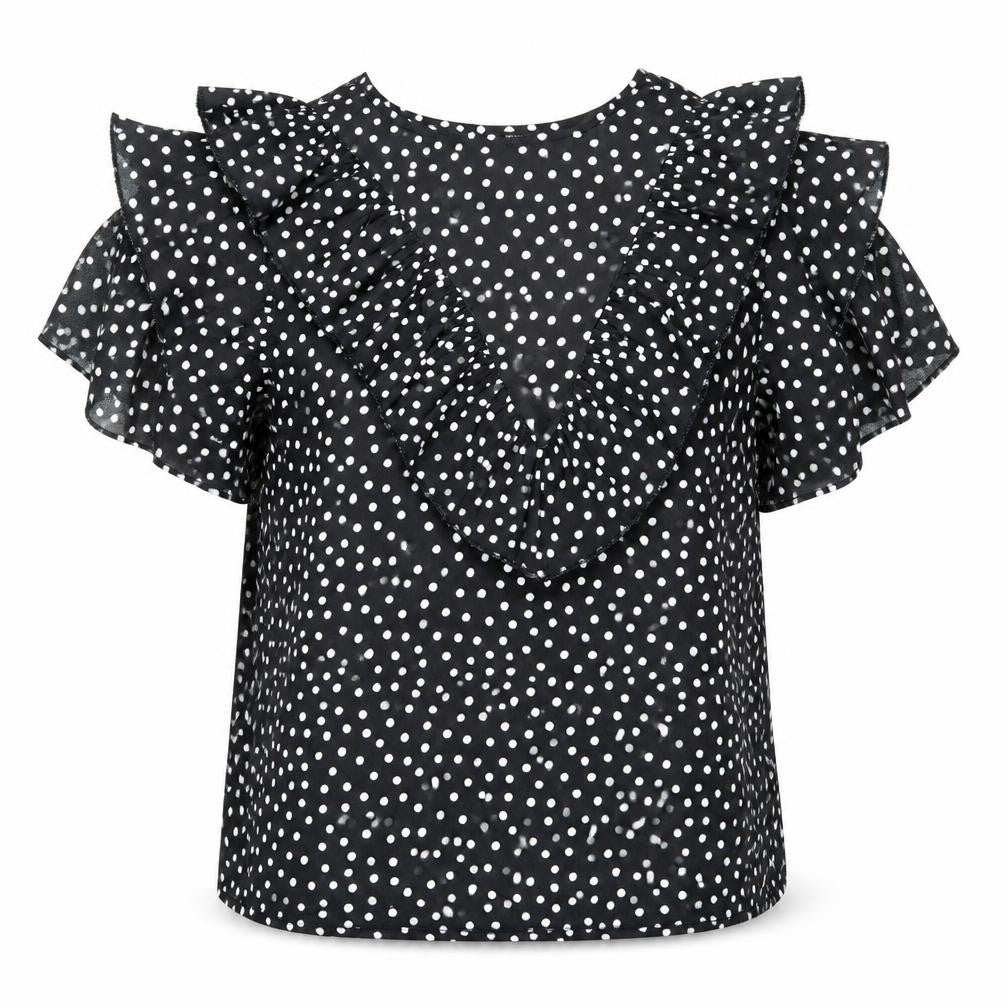 I SAW IT FIRST Womens Black Polka Dot  Basic Blouse Size 14