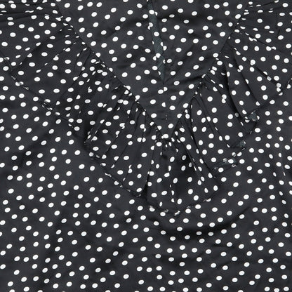Brand and care label for I SAW IT FIRST women’s black polka dot basic blouse, size UK 14