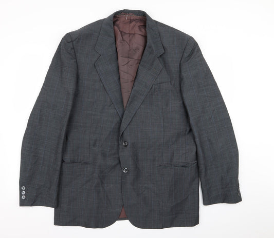 erik hoch Mens Grey Striped  Jacket Blazer Size 42