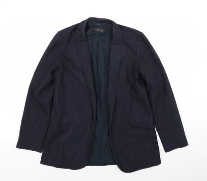 Topshop Womens Blue Striped  Jacket Blazer Size 8