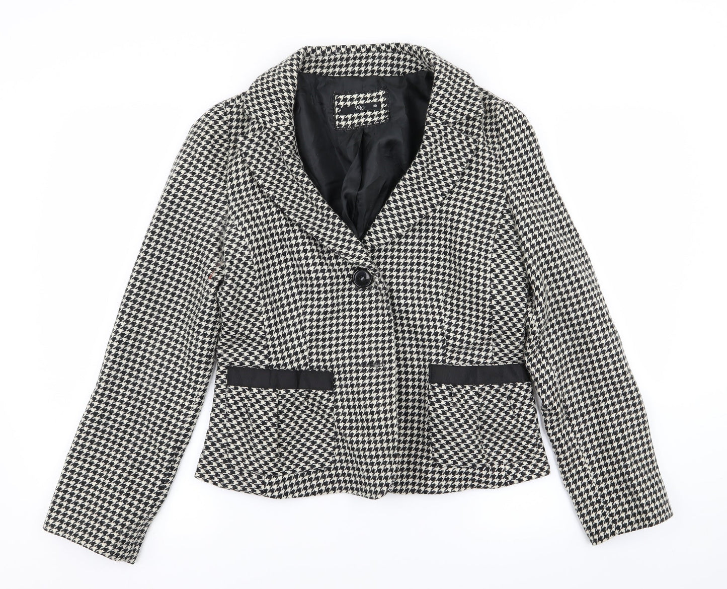 yera Womens Multicoloured Houndstooth  Jacket Blazer Size 12