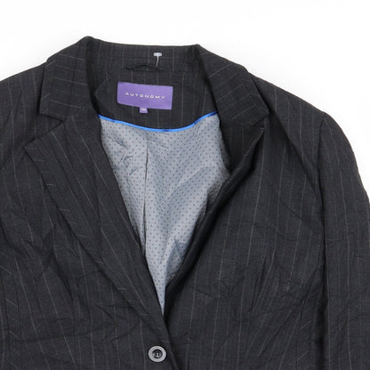 Autonomy Womens Grey Striped  Jacket Blazer Size 16
