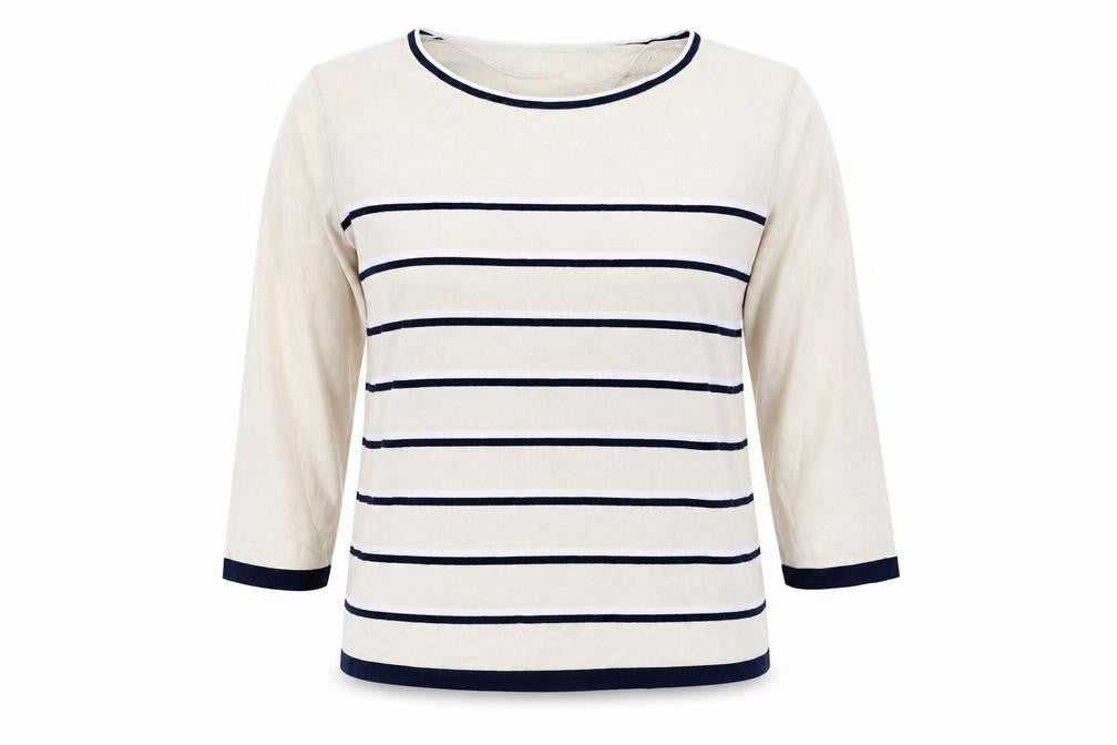 Country Casuals Womens Beige Striped Basic T-Shirt Size XL