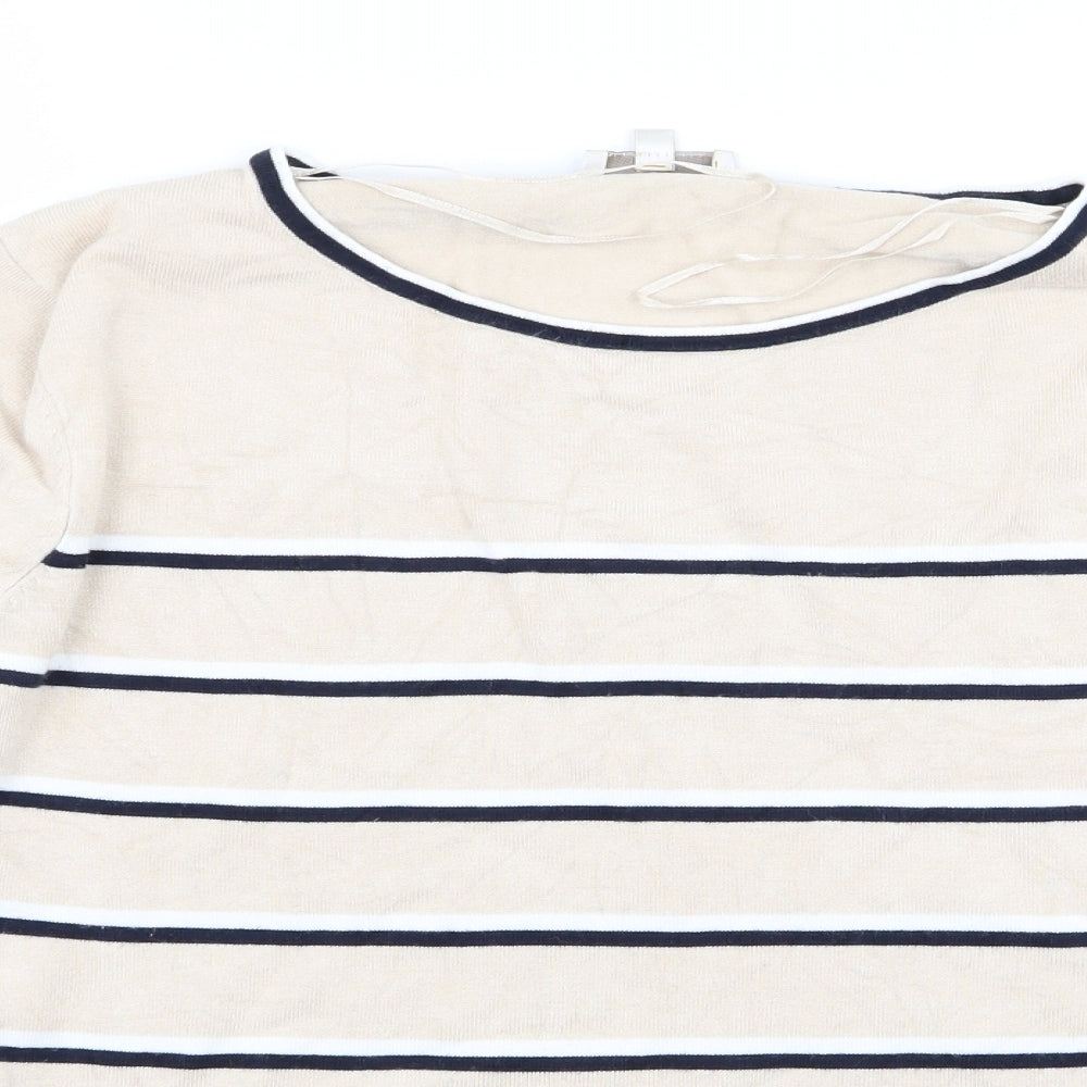 CC Womens Beige Striped  Basic T-Shirt Size XL