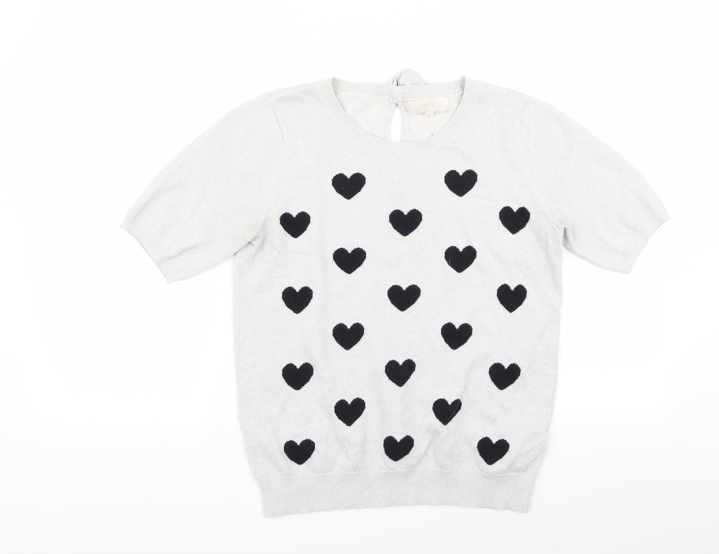 NEXT Womens Silver   Basic T-Shirt Size 12  - Heart Detail