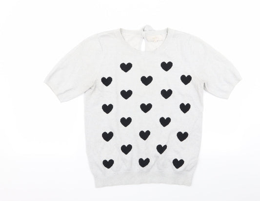NEXT Womens Silver   Basic T-Shirt Size 12  - Heart Detail
