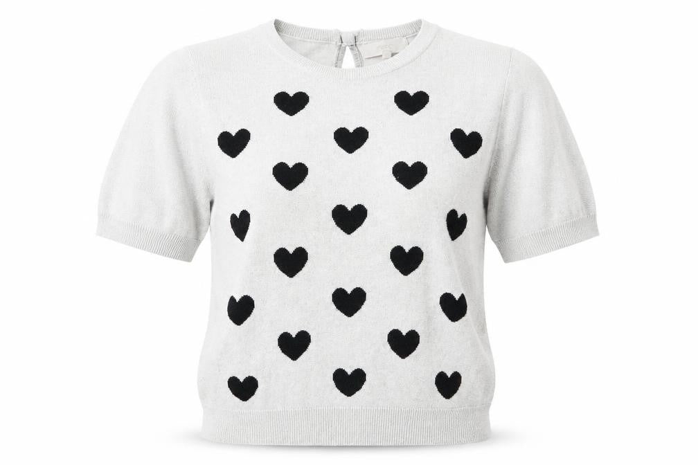 NEXT Womens Silver   Basic T-Shirt Size 12  - Heart Detail