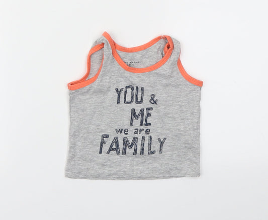 Primark Boys Grey Animal Print  Basic T-Shirt Size 6-9 Months