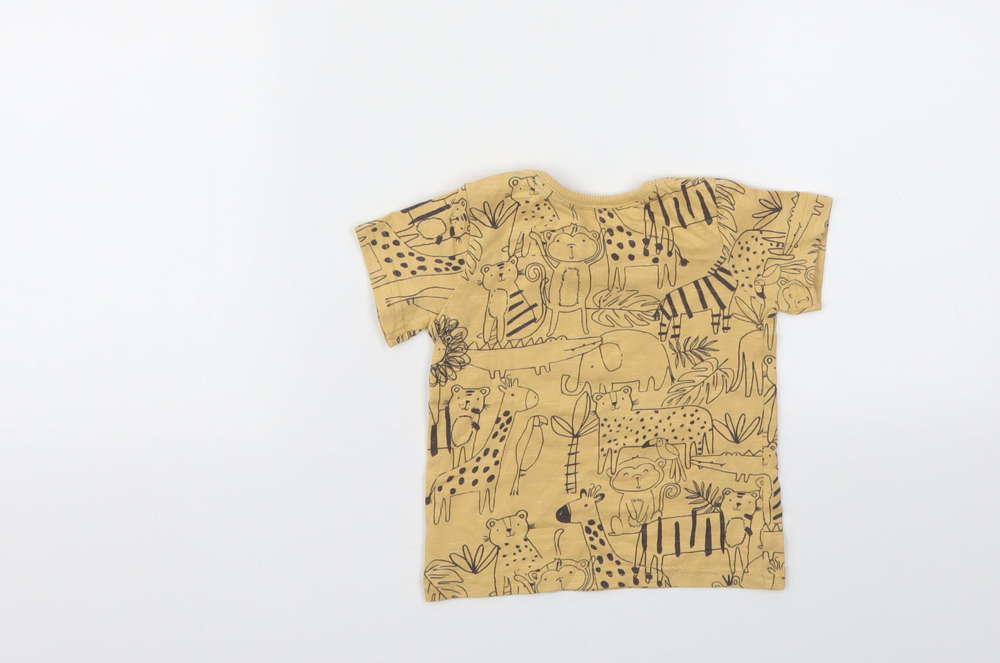 George Boys Yellow Animal Print  Basic T-Shirt Size 6-9 Months