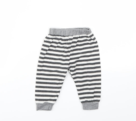 Preworn Boys Black Striped  Capri Leggings Size 3-6 Months
