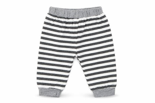 Front view of Preworn boys’ black striped capri leggings, size 3-6, months