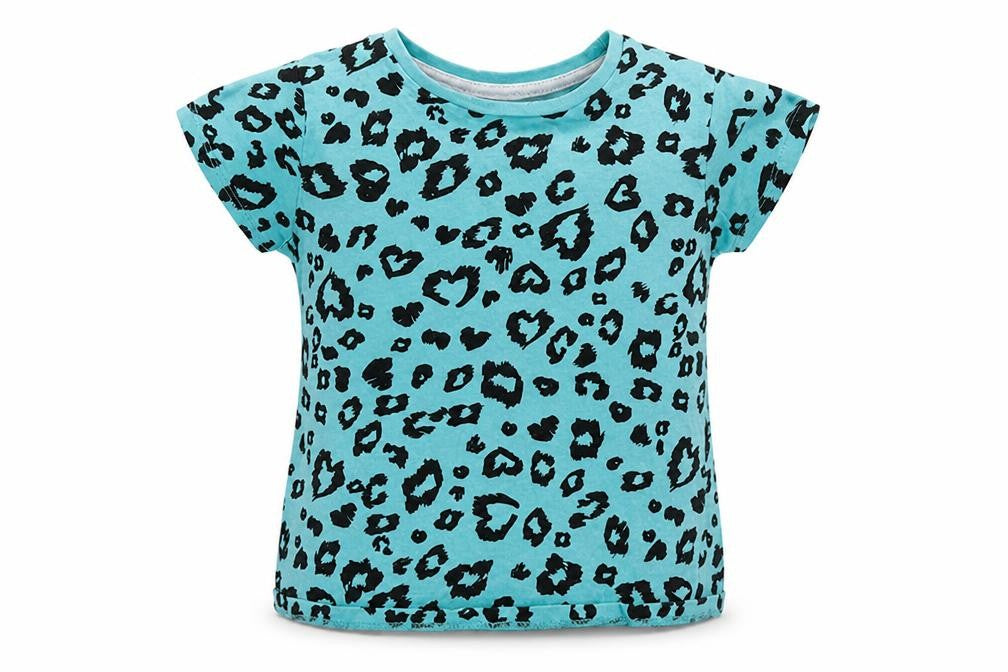 pep-co Girls Blue Geometric  Basic T-Shirt Size 7 Years