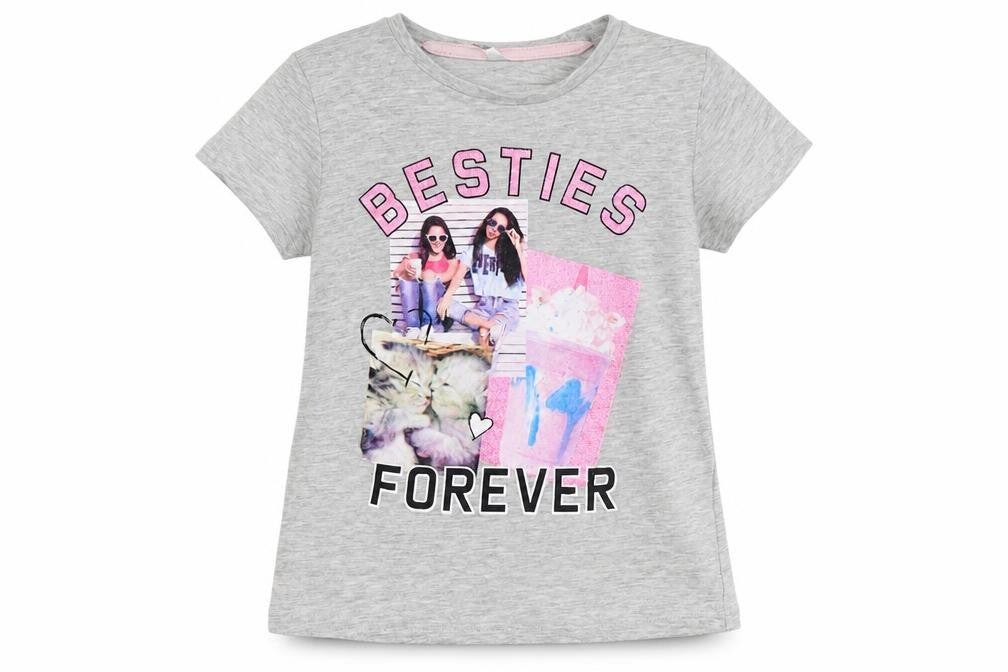 pep&co Girls Grey Colourblock  Basic T-Shirt Size 6-7 Years
