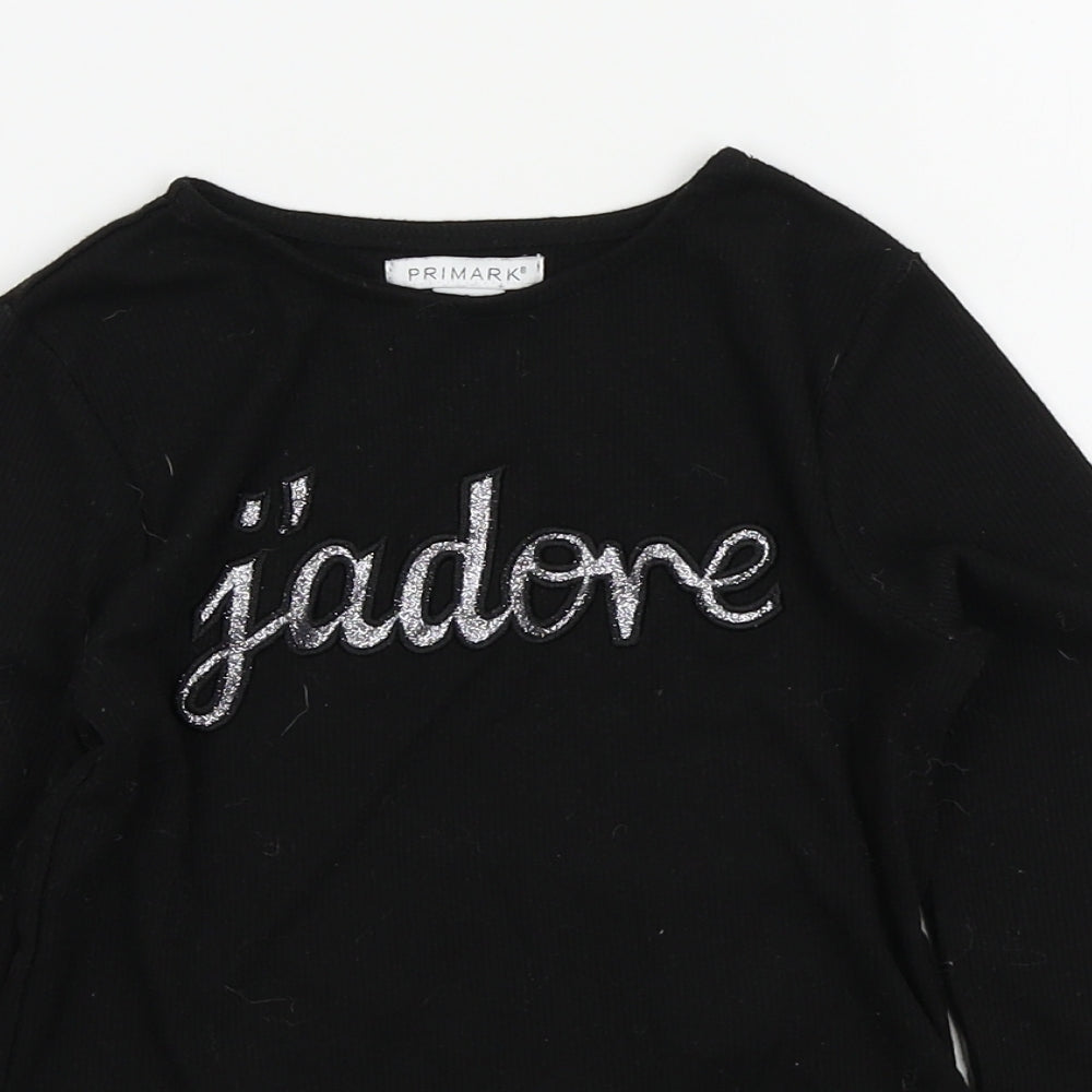 Primark Girls Black Colourblock  Pullover Jumper Size 6 Years