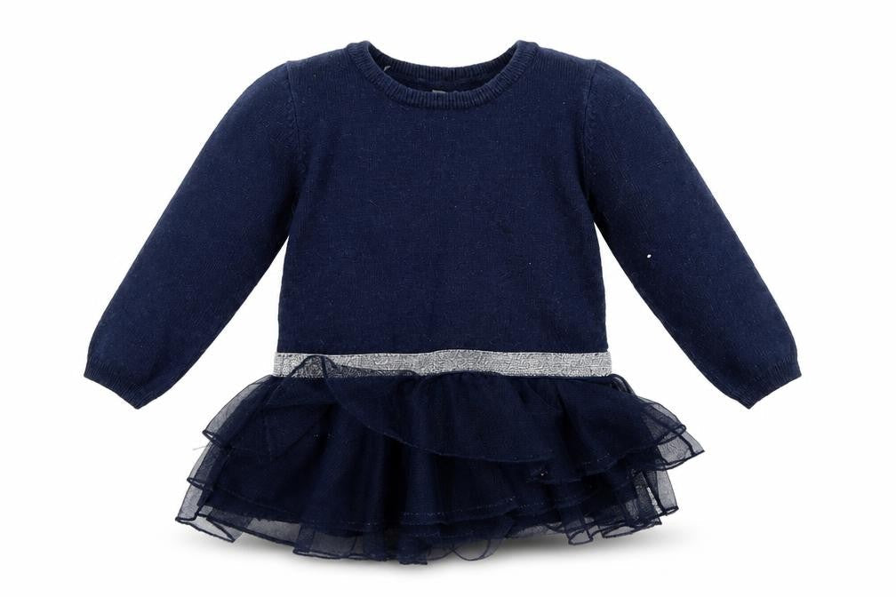 name it Girls Blue Colourblock  Pullover Jumper Size 9-12 Months