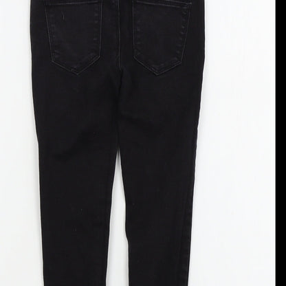 Brand and care label for denim&co girls’ black colourblock skinny jeans, size 5-6, years