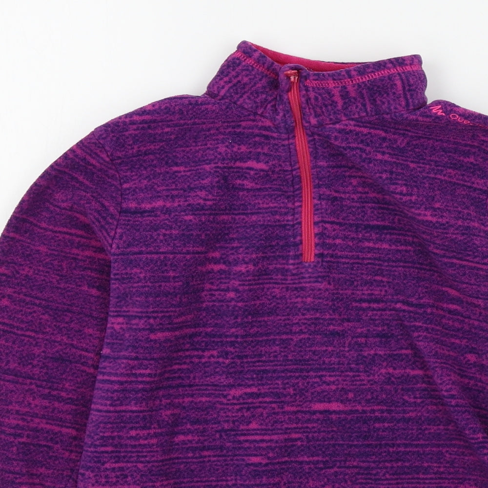 DECATHLON Girls Purple Colourblock  Pullover Jumper Size S