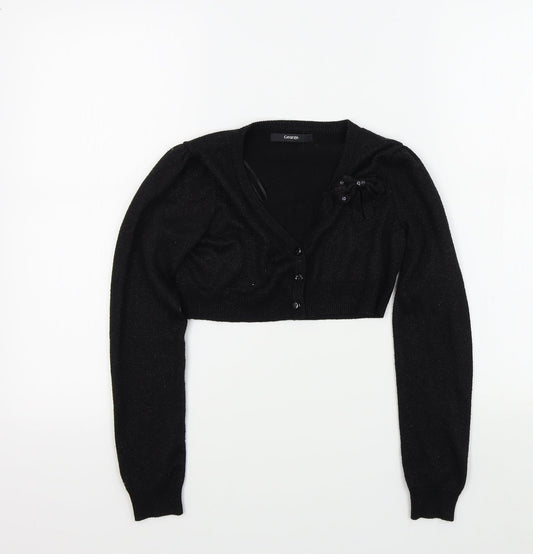 Preloved George Girls Black Colourblock  Cardigan Jumper Size 10 Years - Front