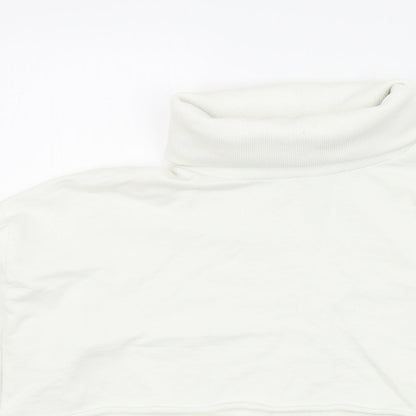 Close-up detail of ASOS women’s white jumper, size UK 10