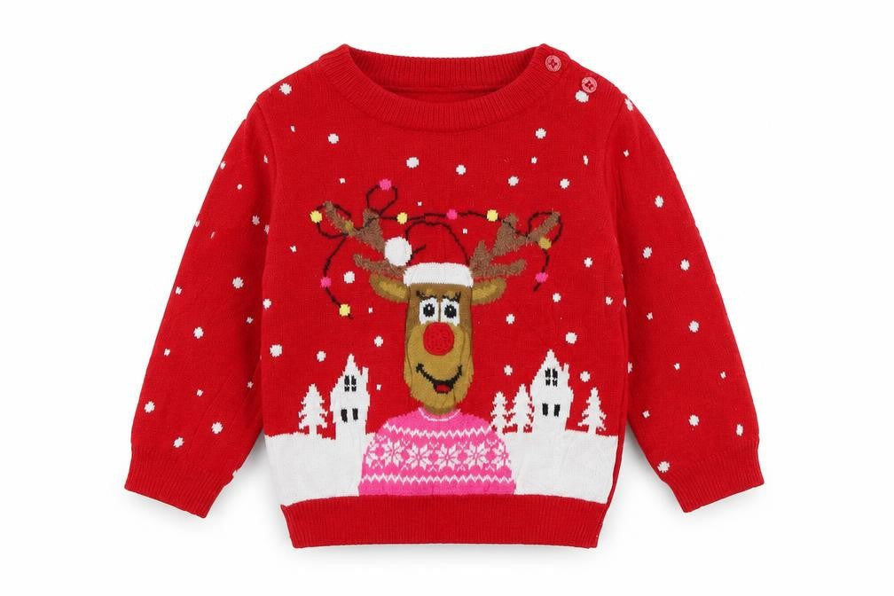 Primark Boys Red Spotted  Pullover Jumper Size 3-6 Months  - christmas jumper
