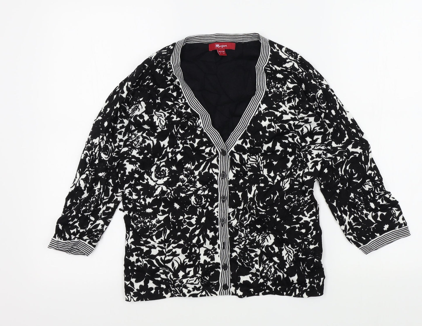 Monsoon Womens Black Geometric  Cardigan Jumper Size 12