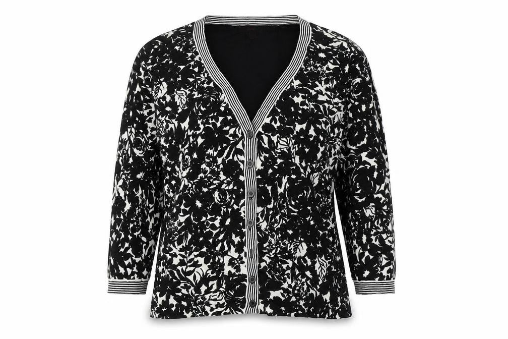 Monsoon Womens Black Geometric  Cardigan Jumper Size 12