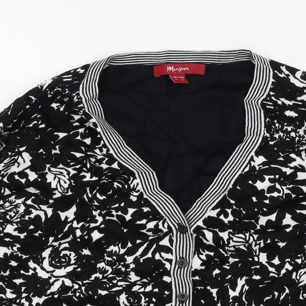 Monsoon Womens Black Geometric  Cardigan Jumper Size 12
