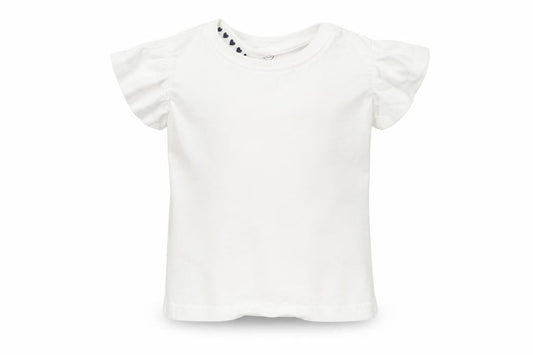 Front view of Jeff&co girls’ white basic t-shirt, size 18-24, months